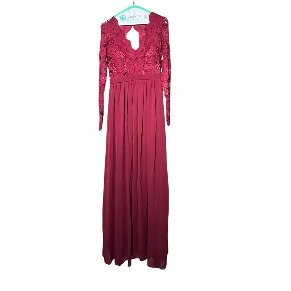 Lulu's Burgundy Lace Maxi Dress